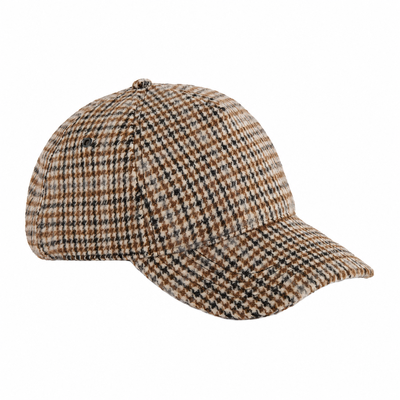Beechfield Wool Blend Check Cap Tan Houndstooth