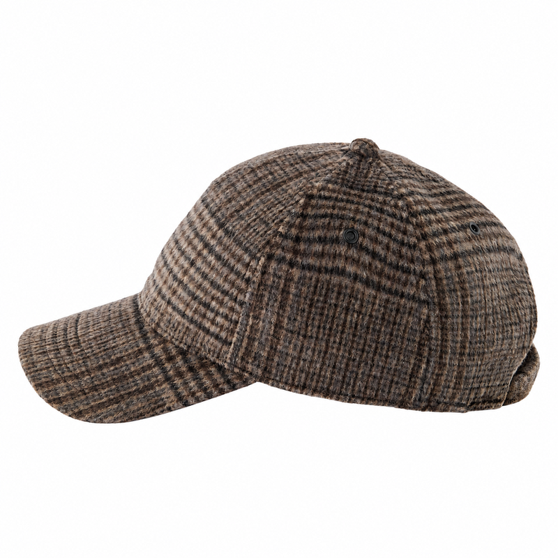 Beechfield Wool Blend Check Cap Brown Plaid