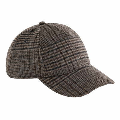 Beechfield Wool Blend Check Cap Brown Plaid