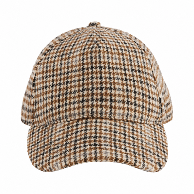 Beechfield Wool Blend Check Cap Tan Houndstooth