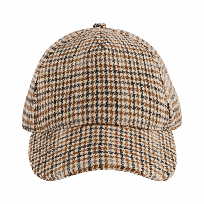 Beechfield Wool Blend Check Cap Tan Houndstooth