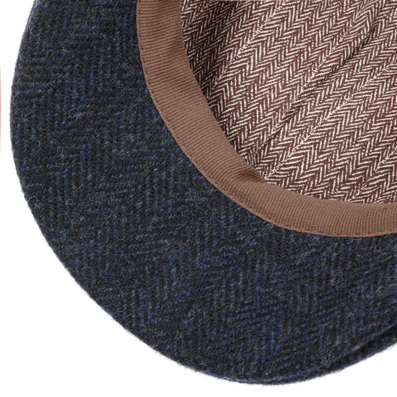 Texas Woolrich Herringbone Flat Cap Black/Blue - Stetson