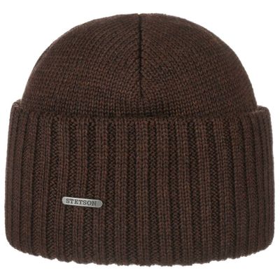 Northport Ribbed Cuff Knit Dark Brown Mössa Merino Ull - Stetson