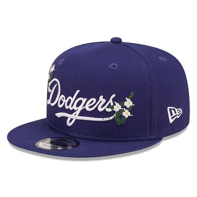 LA Dodgers Flower Wordmark Blue 9FIFTY Snapback Cap