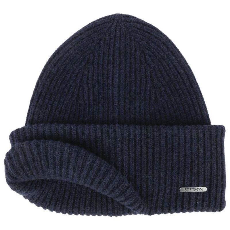 Classic Uni Wool Beanie Hat Navy - Stetson