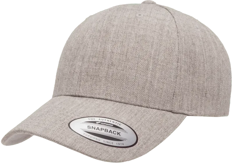 Yupoong Curved Visor Snapback Heather Grey