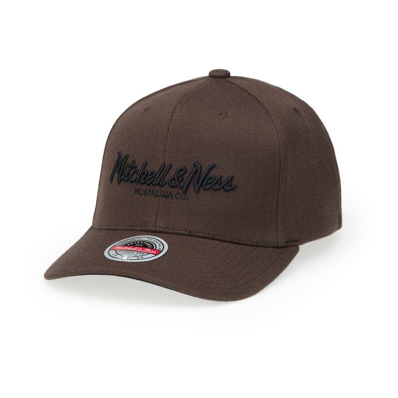 Mitchell & Ness Pinscript Stretch Snapback Brown Black