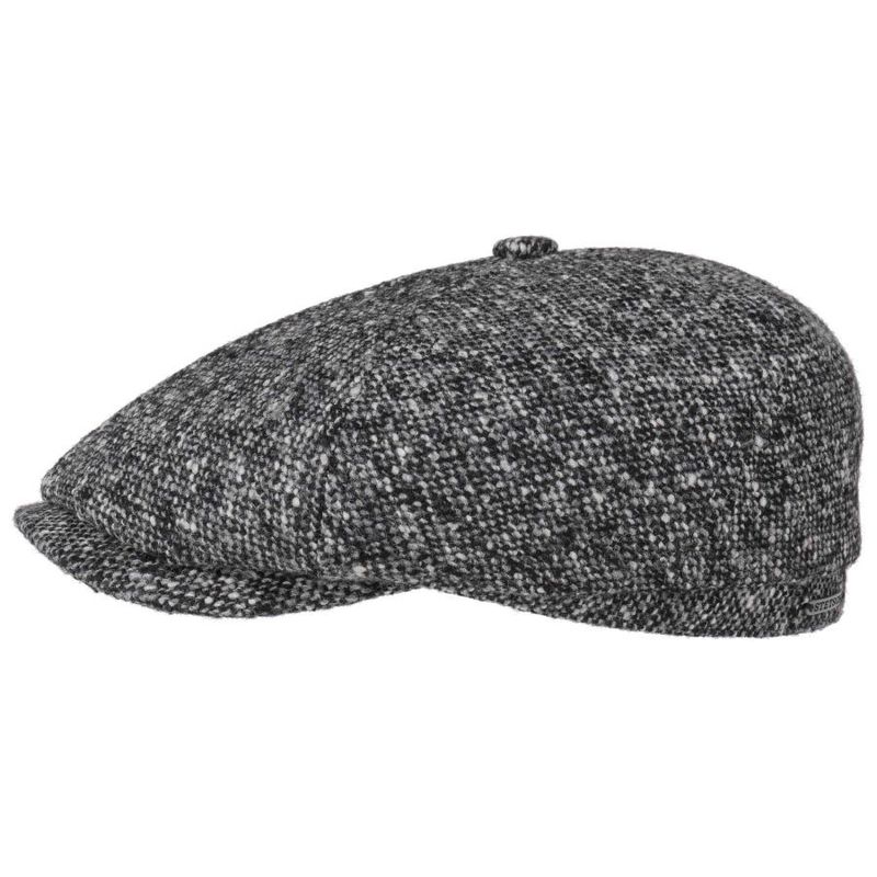 Brooklin Donegal Wool Flat Cap Black/White - Stetson