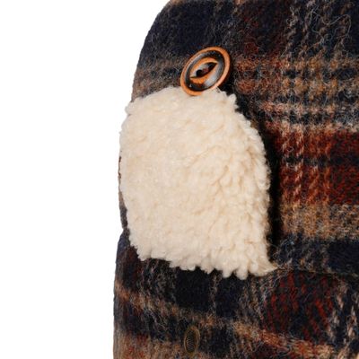 Checked Bomber Aviator Hat Blue Beige - Stetson