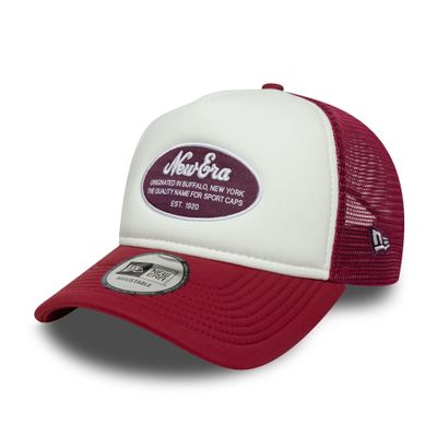 New Era Oval Foam Patch Dark Red 9FORTY A-Frame Trucker Adjustable Cap - New Era