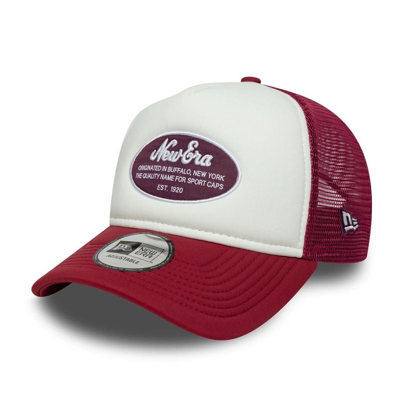 New Era Oval Foam Patch Dark Red 9FORTY A-Frame Trucker Adjustable Cap - New Era