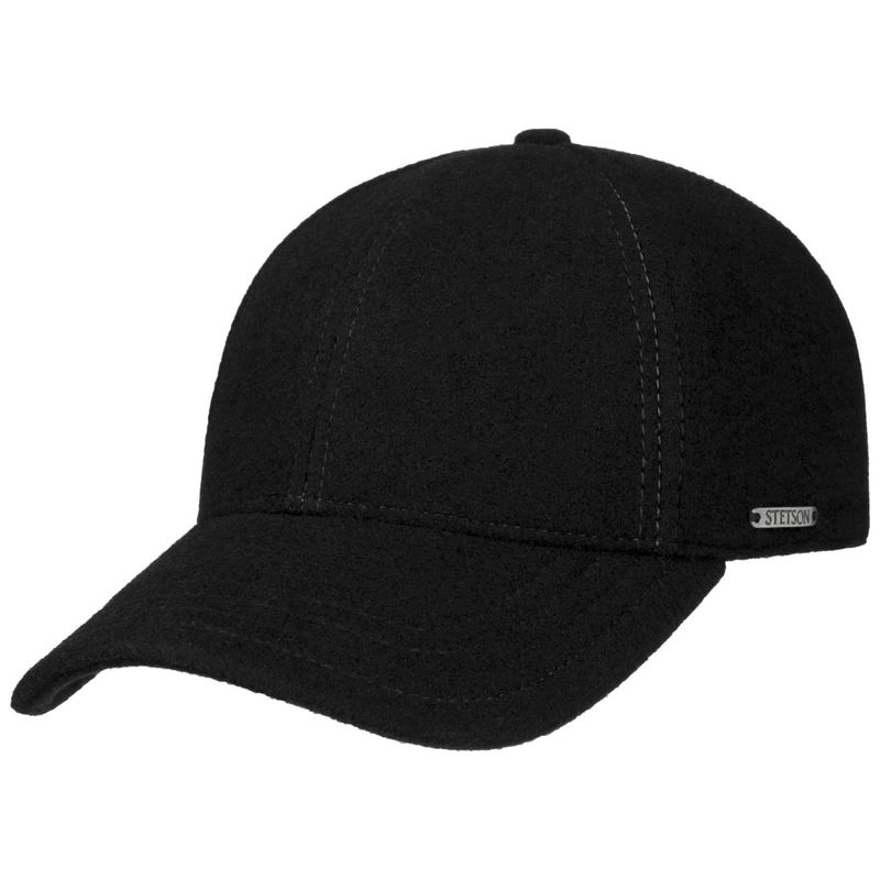 Baseball Cap Wool/Cashmere Ear Flap Black Stetson