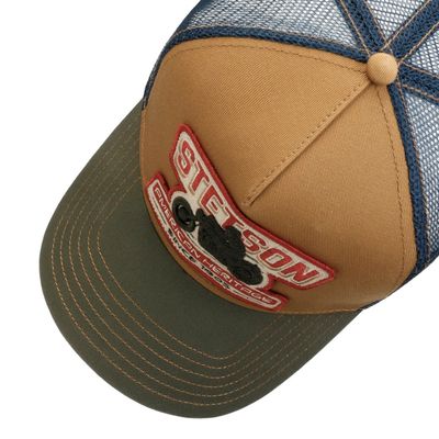 Trucker Cap Biker Motorcycle Beige/Olive/Blue - Stetson