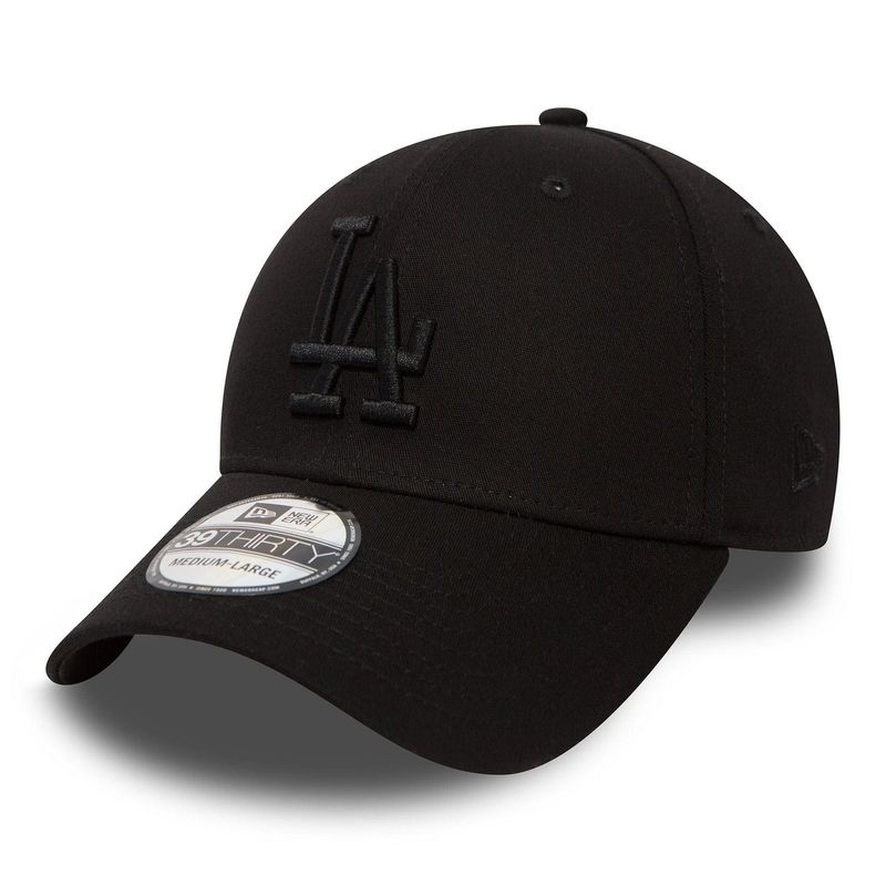 LA Dodgers Essential Black On Black 39THIRTY Cap - New Era