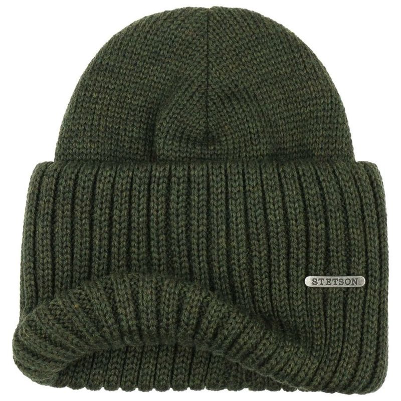 Northport Ribbed Cuff Knit Olive Mössa Merino Ull - Stetson