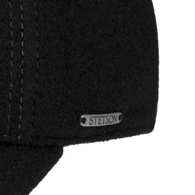 Baseball Cap Wool/Cashmere Ear Flap Black Stetson
