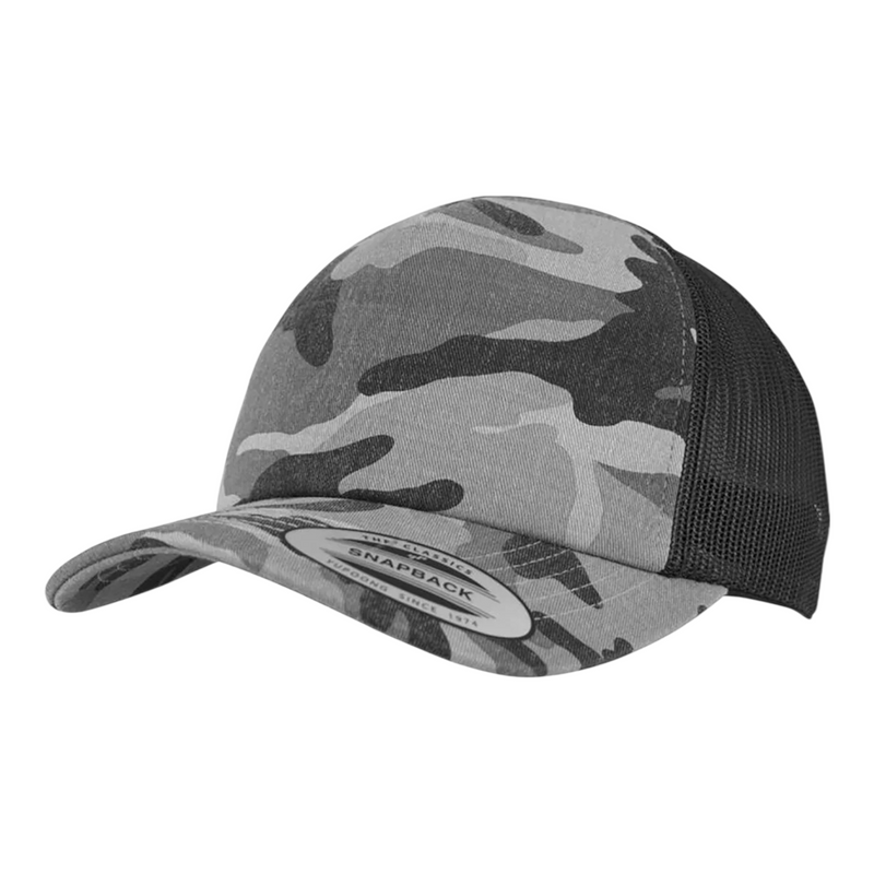 Yupoong Camo Trucker Cap Dark Camo Black