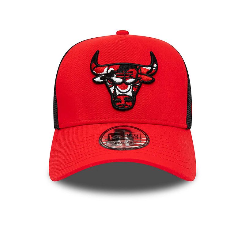 Chicago Bulls Red Camo Infill A-Frame Trucker Cap - New Era