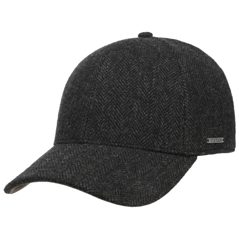 Baseball Cap Wool Herringbone Dark Grey - Stetson