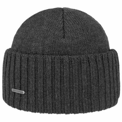 Northport Ribbed Cuff Knit Anthracite Mössa Merino Ull - Stetson