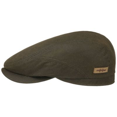 Waxed Organic Cotton Flat Cap Dark Olive - Stetson