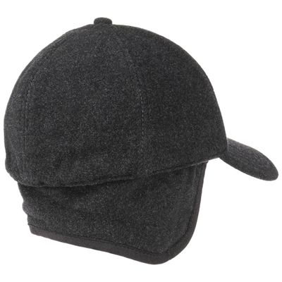 Baseball Cap Wool/Cashmere Ear Flaps Anthracite Stetson