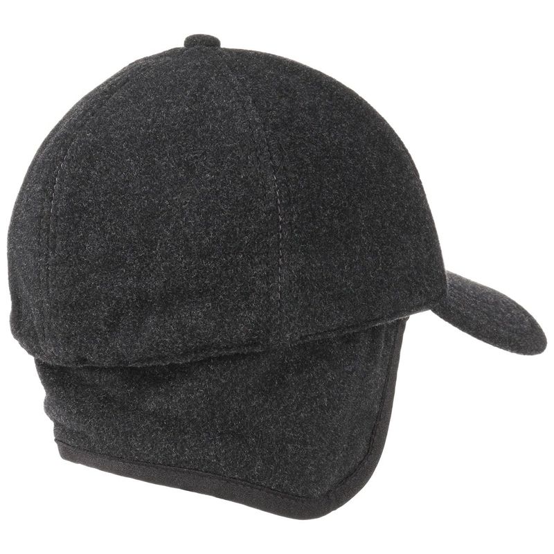 Baseball Cap Wool/Cashmere Ear Flaps Anthracite Stetson