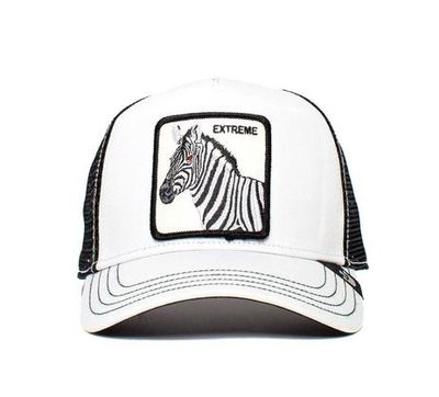 Kids Little Stripe Animal Farm Trucker Black
