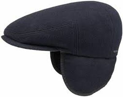 Kent Wool/Cashmere Ear Flap Black Flat Cap - Stetson