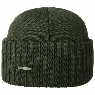 Northport Ribbed Cuff Knit Olive Mössa Merino Ull - Stetson