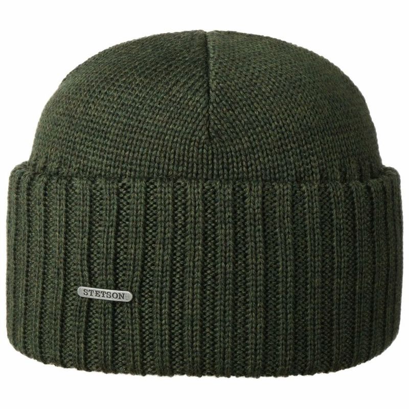 Northport Ribbed Cuff Knit Olive Mössa Merino Ull - Stetson