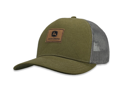 Quilted Foam Canvas 5 Panel Grey/Olive Trucker Cap - John Deere