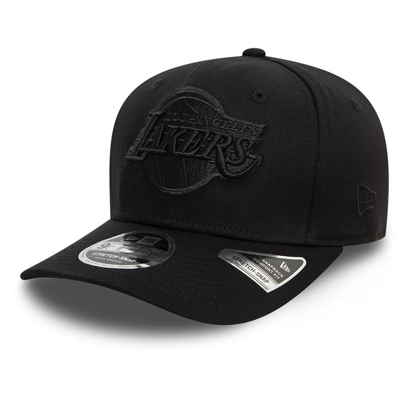 LA Lakers Black On Black 9FIFTY Stretch Snap Cap - New Era