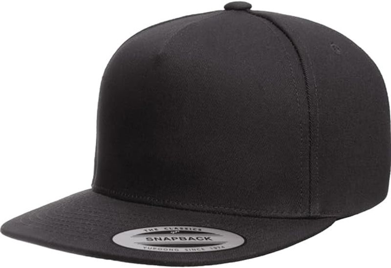 Classic 5 Panel Snapback Black-Yupoong