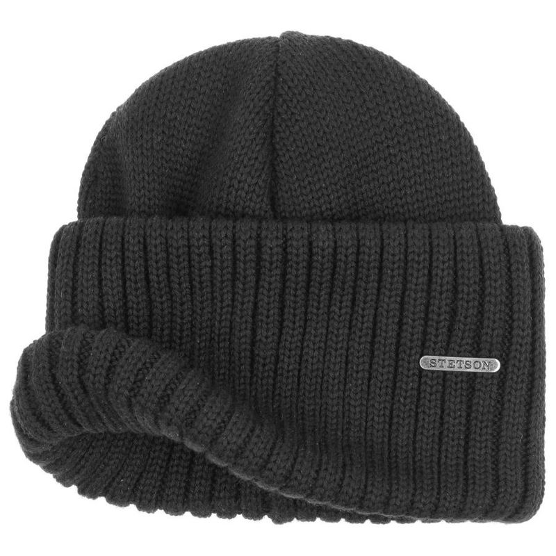 Northport Ribbed Cuff Knit Black Merino - Stetson