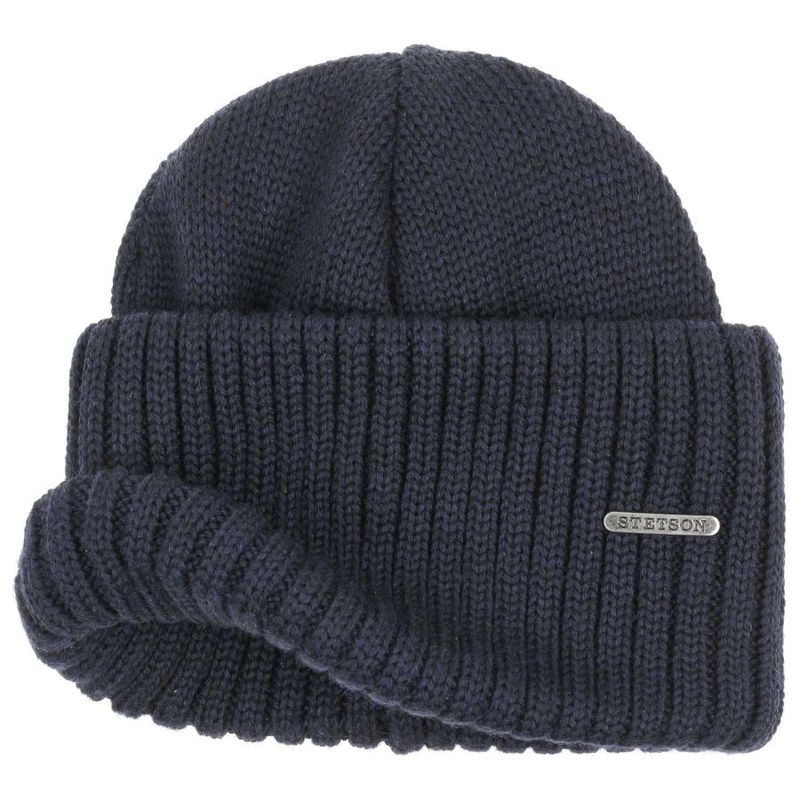 Northport Ribbed Cuff Knit Navy Merino - Stetson