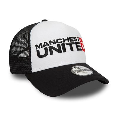 Manchester United FC Youth Wordmark Black E-Frame 9FORTY Trucker Cap