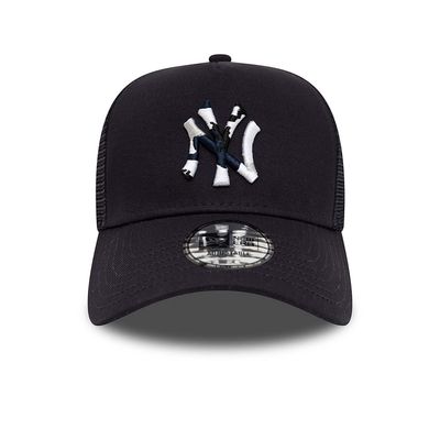 New York Yankees Team Camo Infill Blue A-Frame Trucker - New Era