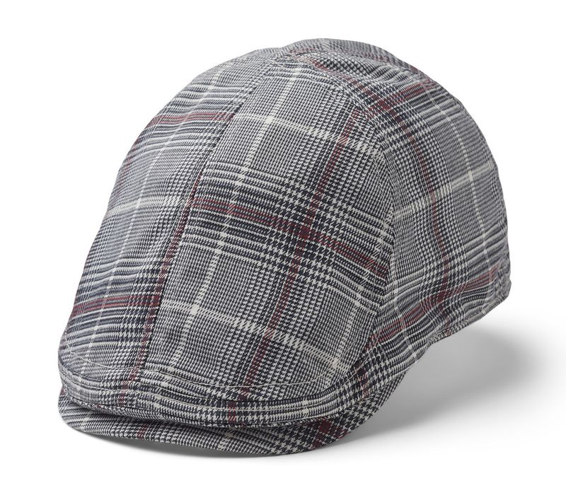 Merrit Duckbill Flat Cap Black/Bordeaux - Statewear