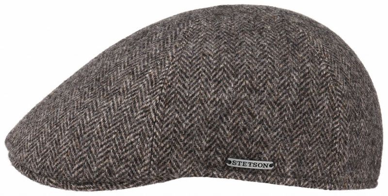 Texas Wool Herringbone Flat Cap Antra- Melange - Stetson