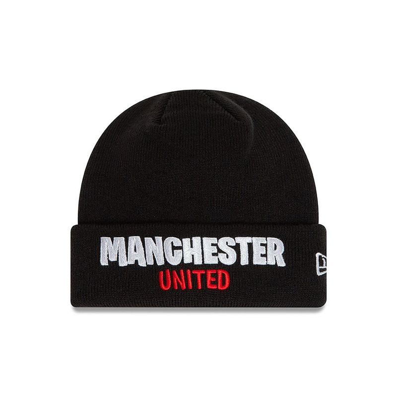 Manchester United FC Youth Wordmark Black Cuff Knit Beanie Hat KNIT