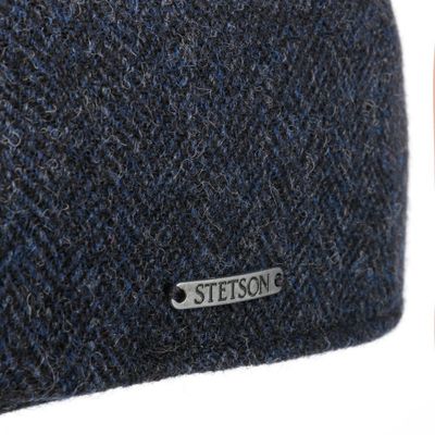 Texas Woolrich Herringbone Flat Cap Black/Blue - Stetson