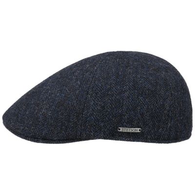 Texas Woolrich Herringbone Flat Cap Black/Blue - Stetson