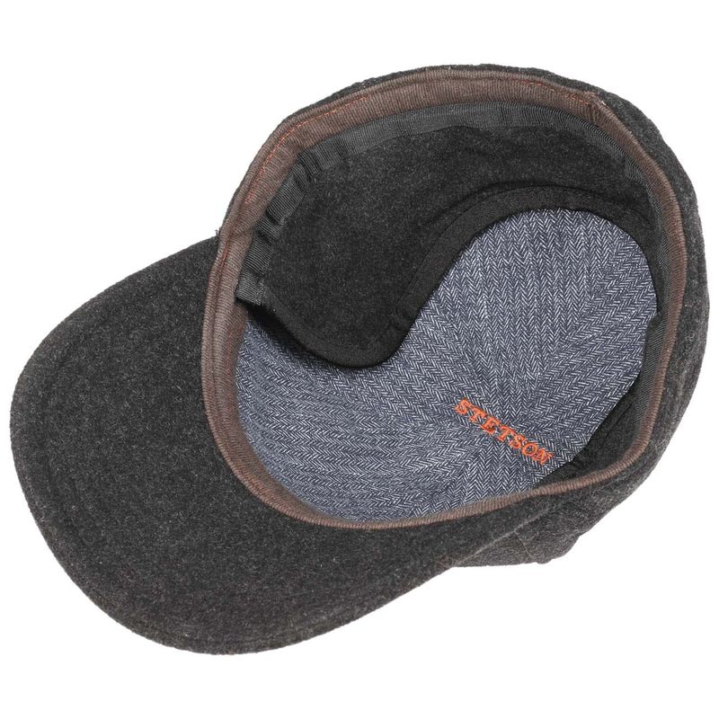 Baseball Cap Wool/Cashmere Ear Flaps Anthracite Stetson