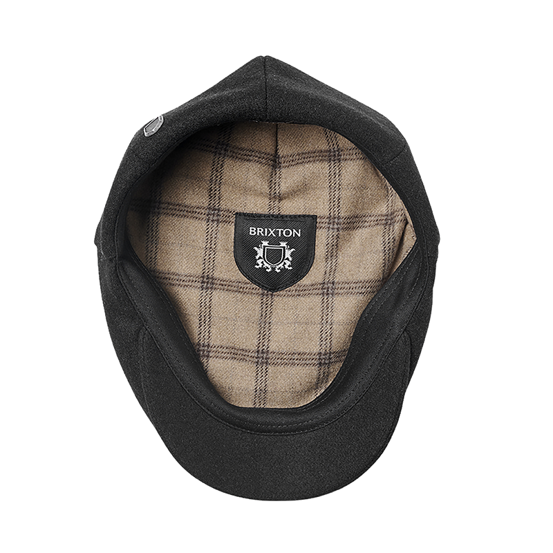 Hooligan Flannel Black Flat Cap - Brixton