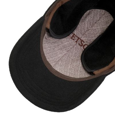 Baseball Cap Wool/Cashmere Ear Flap Black Stetson
