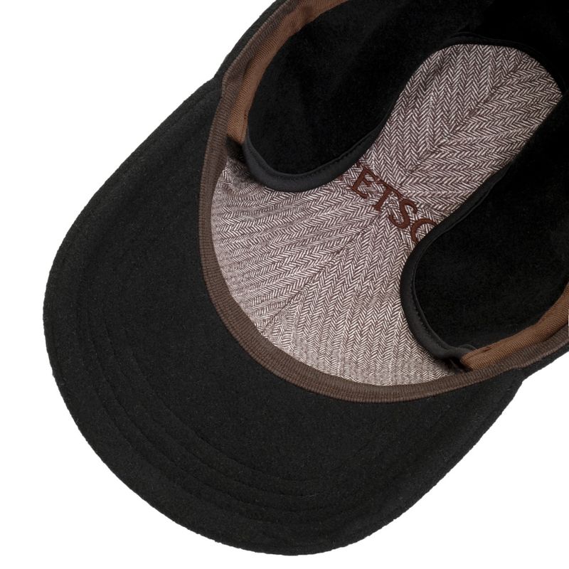 Baseball Cap Wool/Cashmere Ear Flap Black Stetson