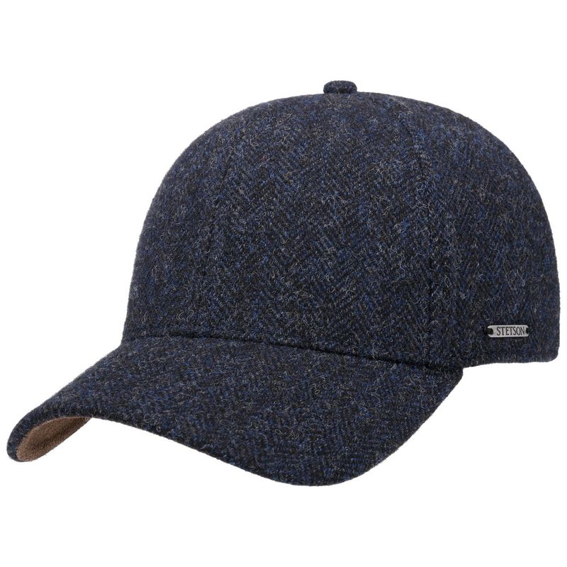 Baseball Cap Wool Herringbone Dark Blue Stetson