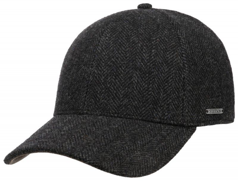 Baseball Cap Wool Herringbone Dark Grey Stetson