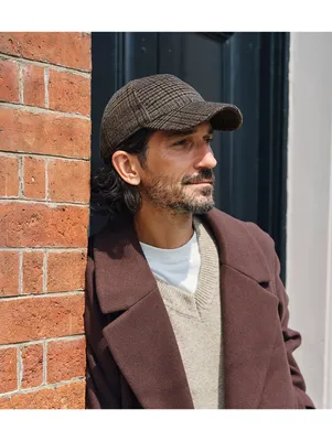 Beechfield Wool Blend Check Cap Brown Plaid
